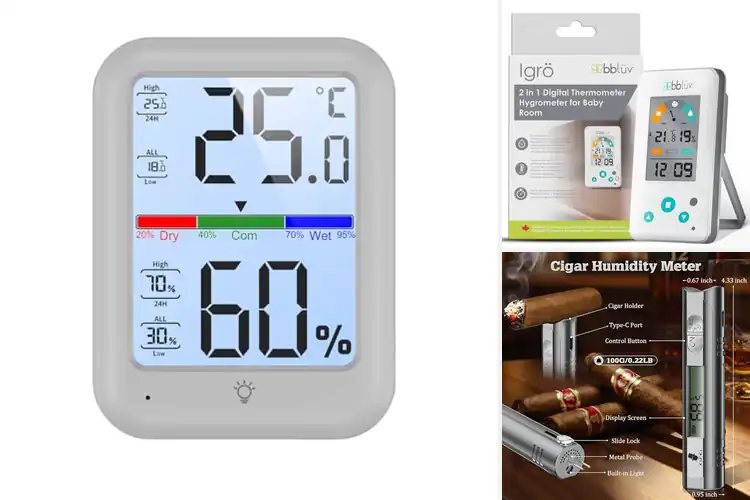 Detailed view of Best Portable Hygrometer With Stand
